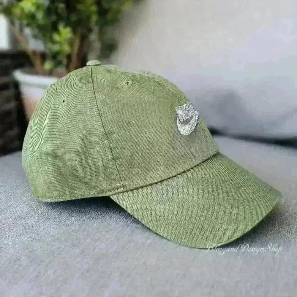 Green Nike Hat H86 Cotton Adjustable Baseball Cap made with Swarovski Crystals